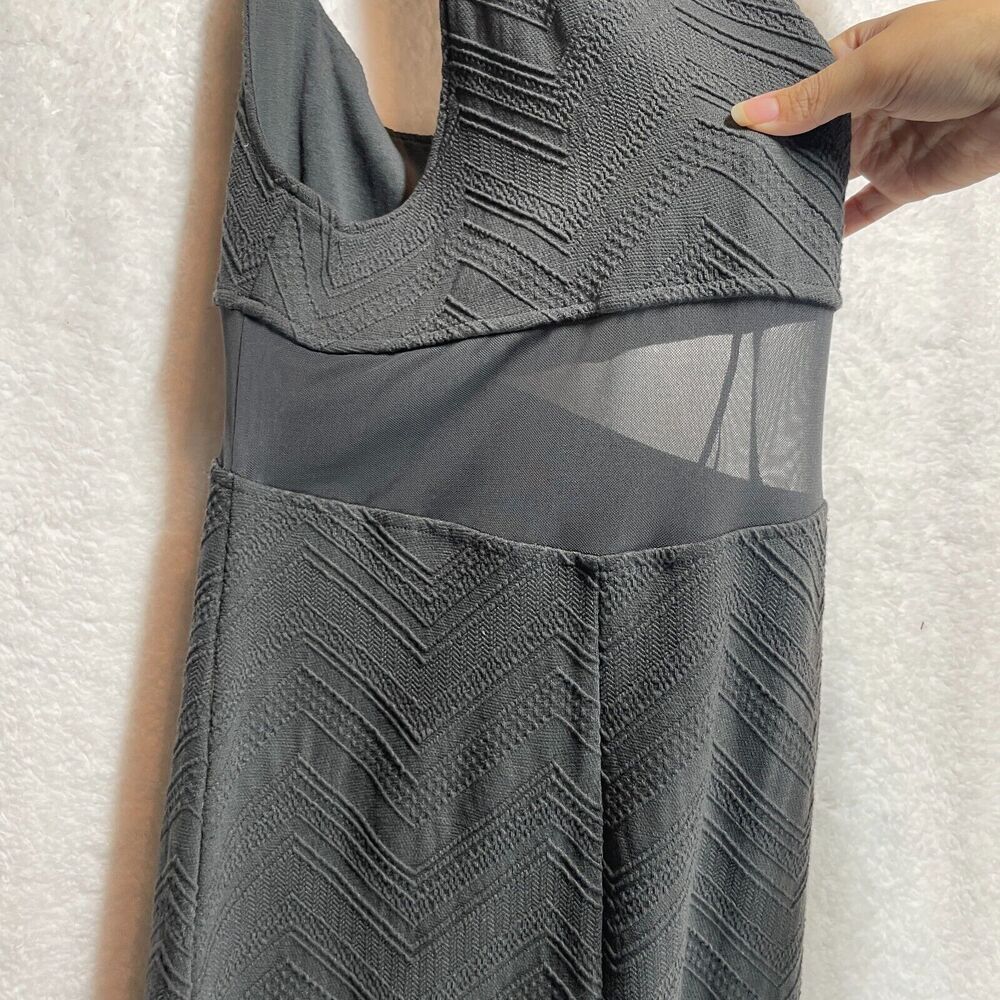 Free People Women’s Chevron Textured Mesh Bodycon Dress Gray Size S Sleeveless - Picture 6 of 11